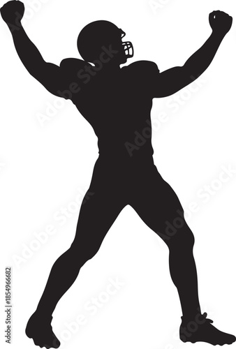 American Football Player Silhouette Touchdown Celebration Vector
