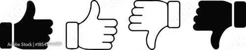black black line thumb up thumb down icons vector design