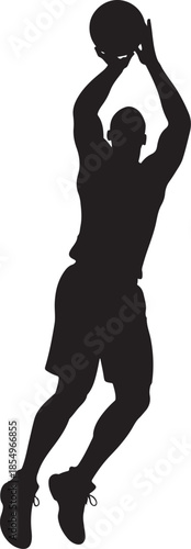 Basketball Player Silhouette Jump Shot Action Vector