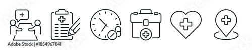Healthcare thin line icon set. Web minimal editable stroke icons