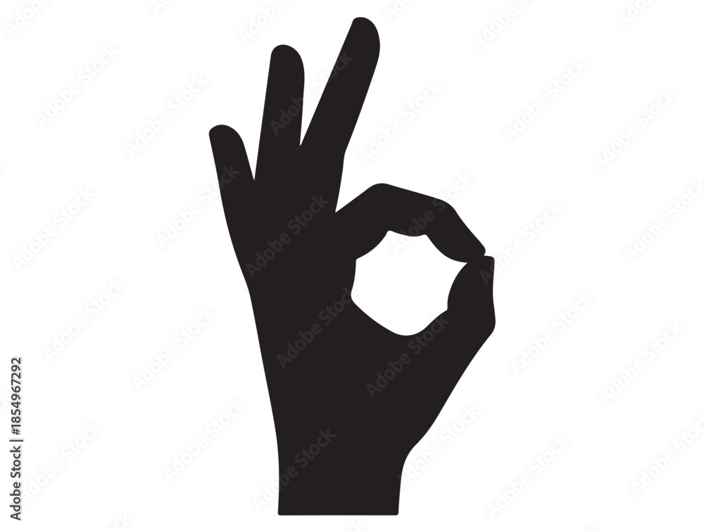 Obraz premium Monochrome Hand Gesture Graphic Icon on White Silhouette icon on white backgound.