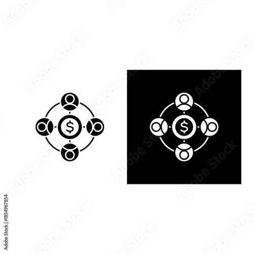 Affiliate Marketing icon black and white filled.