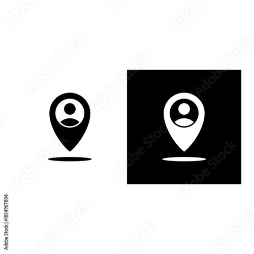 Location icon black and white filled.