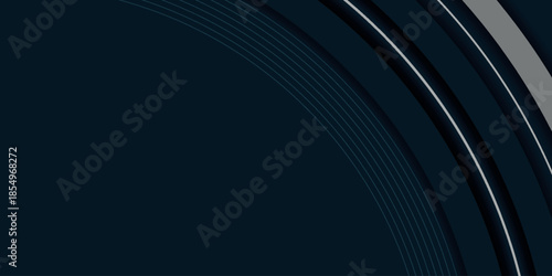 Minimalist dark abstract background with glowing gray curved lines design. Modern circular line pattern for cover, brochure, banner, promotion, presentation, and website. EPS. 3