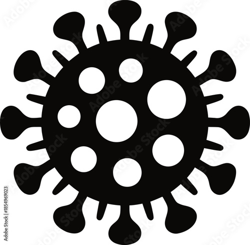 Black Covid-19 Virus Icon on White Background