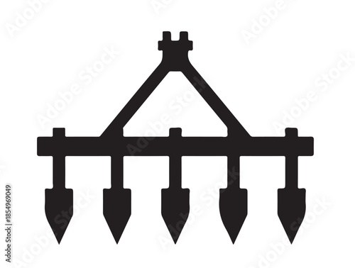 Subsoiler Plough icon in silhouette.