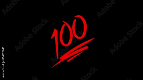 Animated 100 emojis, symbolizing perfection, achievement, and celebrating success. Ideal for educational content and motivational messages. 4K video black screen