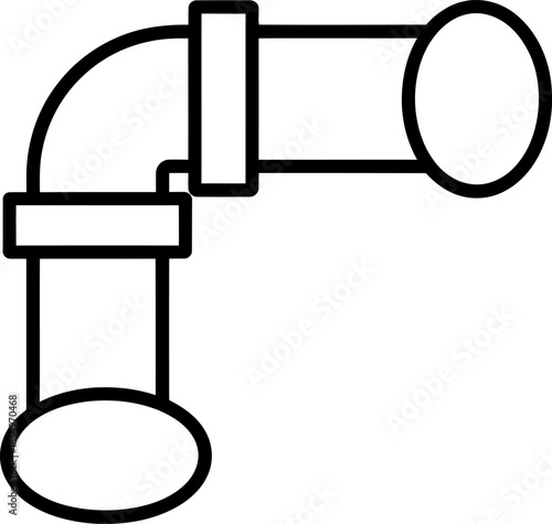 Black Pipe Elbow Fitting with Flanges Isolated on White