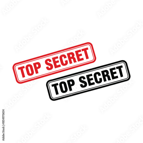 Two top secret stamps in red and black on white background