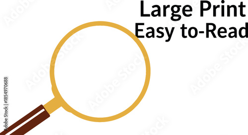 Clear magnifying glass icon illustrating large print and easytoread content for enhanced accessibility and visual clarity in various applications