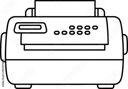 Classic office document communication device fax machine line art illustration vector graphic isolated on transparent background for business technology concepts
