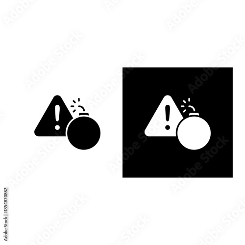 Threat icon black and white filled.