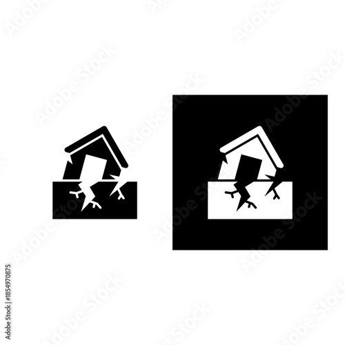 Earthquake icon black and white filled.