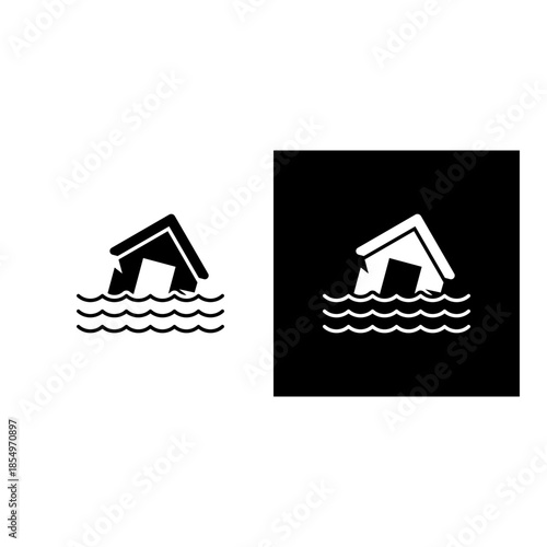 Flood icon black and white filled.