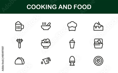 Culinary and Kitchen Essentials Line Icon Pack — Modern Minimal Vector Collection