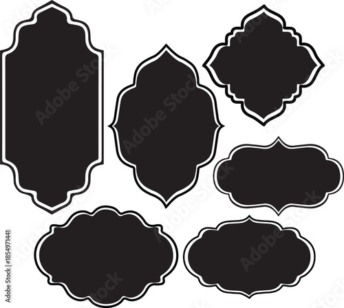 Elegant Black and White Islamic Silhouette Label Set.