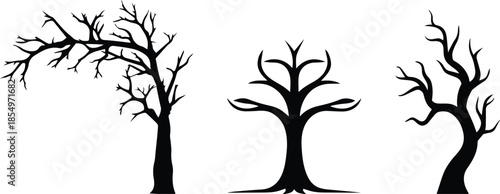 Minimalist Spooky Bare Tree Silhouettes.