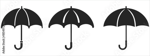 Umbrella Icon Vector – Rain Protection Symbol, Weather Safety, Minimal Design Set