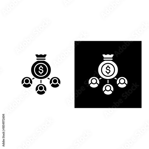 Crowdfunding icon black and white filled.