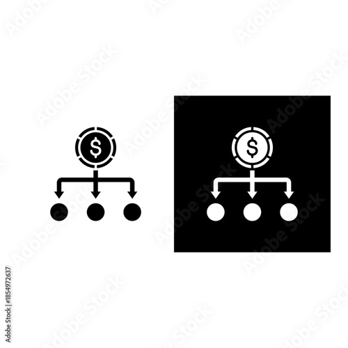 Diversification icon black and white filled.