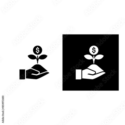 Sprout icon black and white filled.