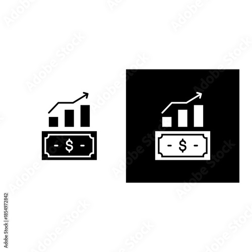 Financial Profit icon black and white filled.