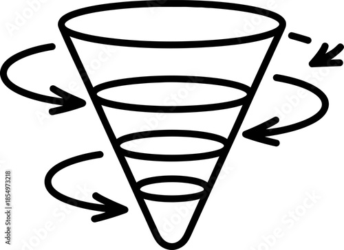 Marketing Funnel Concept with Arrows on White Background