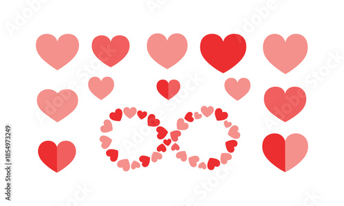 Love hearts set Valentine's Day bundle vector art illustration