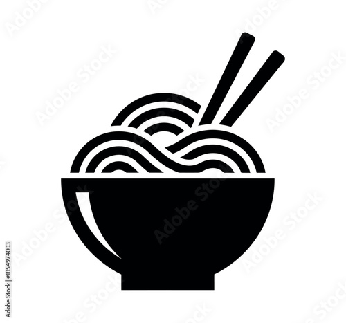 Ramen noodle bowl with chopsticks vector icon