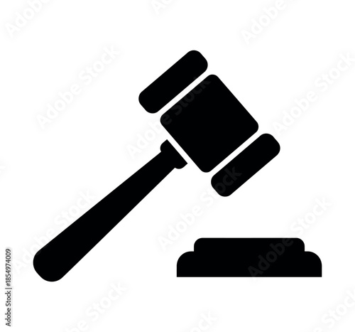 Judge gavel and sounding block vector icon for law and justice concepts