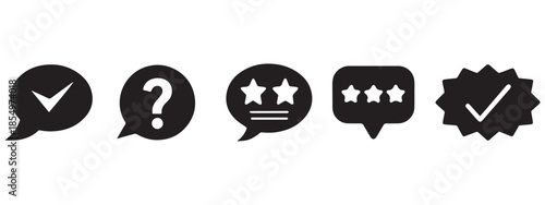 Feedback & Rating Icons: Chat Bubbles, Stars, Checkmark .