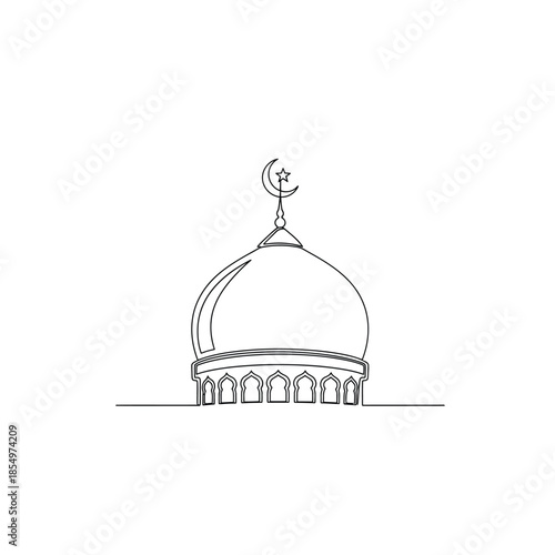 Sketch of a mosque dome with crescent moon finial