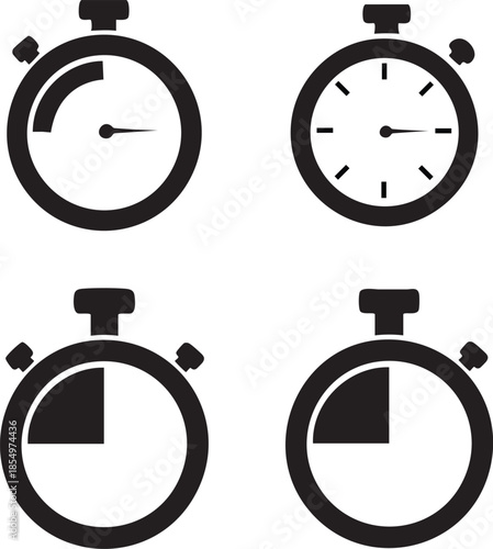 Four black stopwatch icons displaying different times a striking silhouette