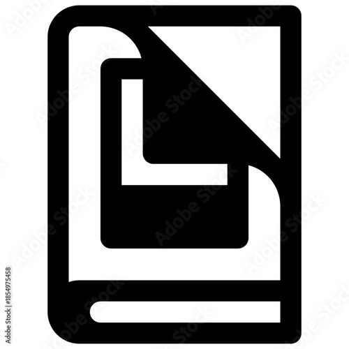 Magazine. Outlined stroke vector icon with black-filled details.