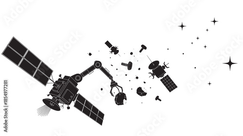 Satellite destruction in space a depiction of orbital debris and collision