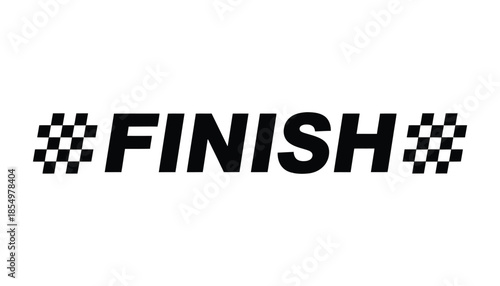 A finish line indicator with the word finish and checkered flags on either side