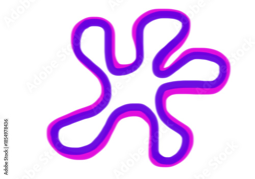An abstract purple blue sea flower clip art in retro style, decorative design element for transparent PNG use.