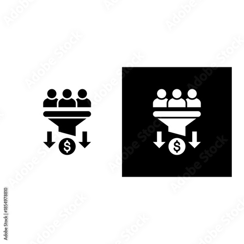 Conversion Rate icon black and white filled.