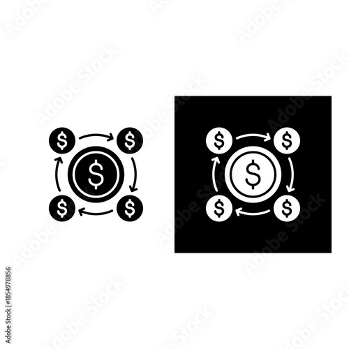 Cash Flow icon black and white filled.