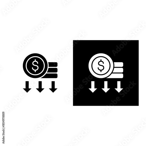 Depreciation icon black and white filled.