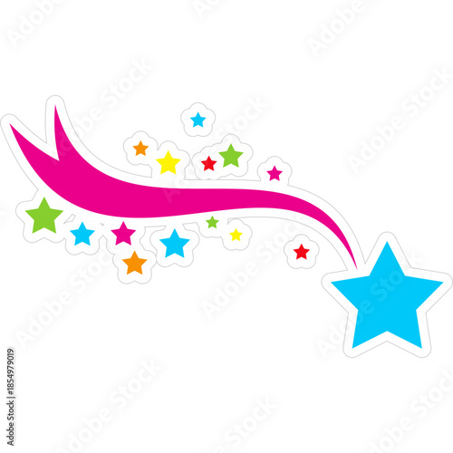 Shooting Star Sticker Element with Shadow