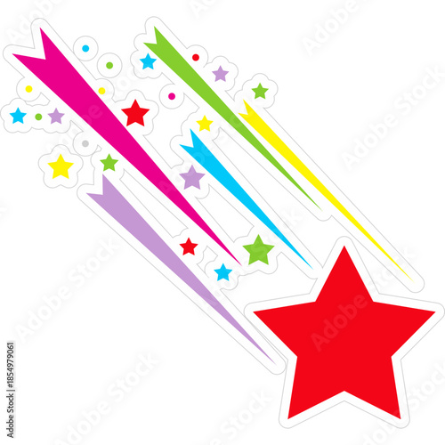 Shooting Star Sticker Element with Shadow
