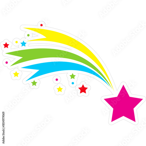 Shooting Star Sticker Element with Shadow