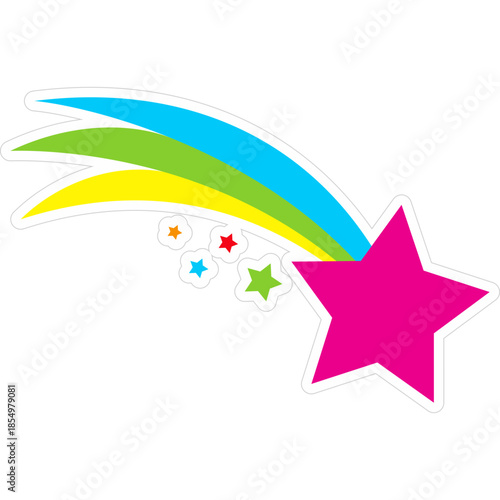 Shooting Star Sticker Element with Shadow