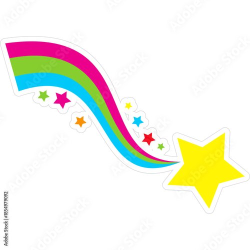 Shooting Star Sticker Element with Shadow