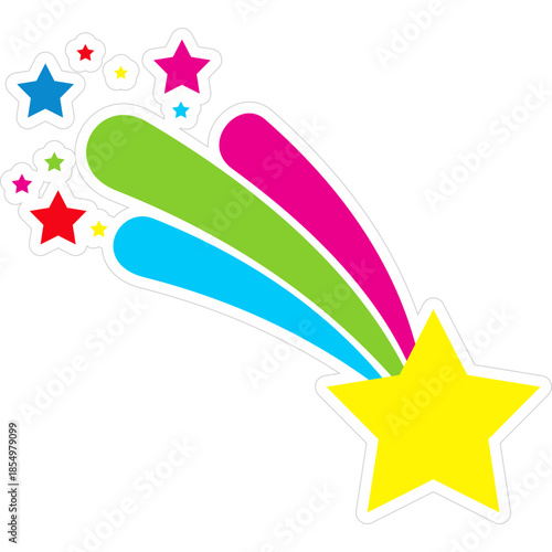 Shooting Star Sticker Element with Shadow