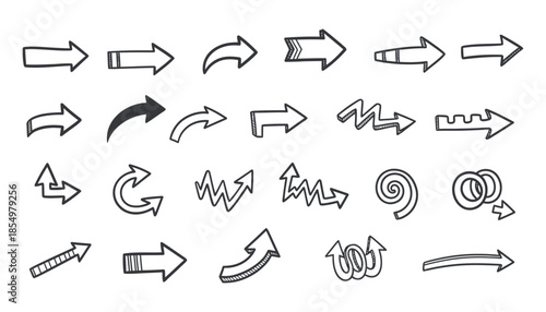 Collection of hand drawn arrows pointing in various directions