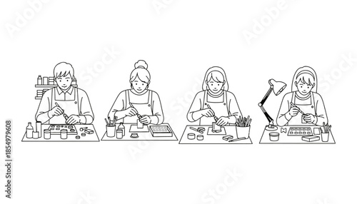 Buddhist deities in various meditation poses and hand gestures