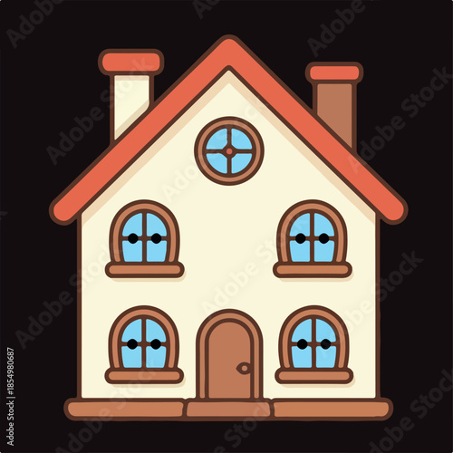 roof, architecture, vector, building, house, home, village, cute, cottage, window, illustration, design, simple, cartoon, exterior, city, estate, cozy, sweet, doll, toy, door, small, property, childre