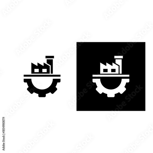 Industrial icon black and white filled.